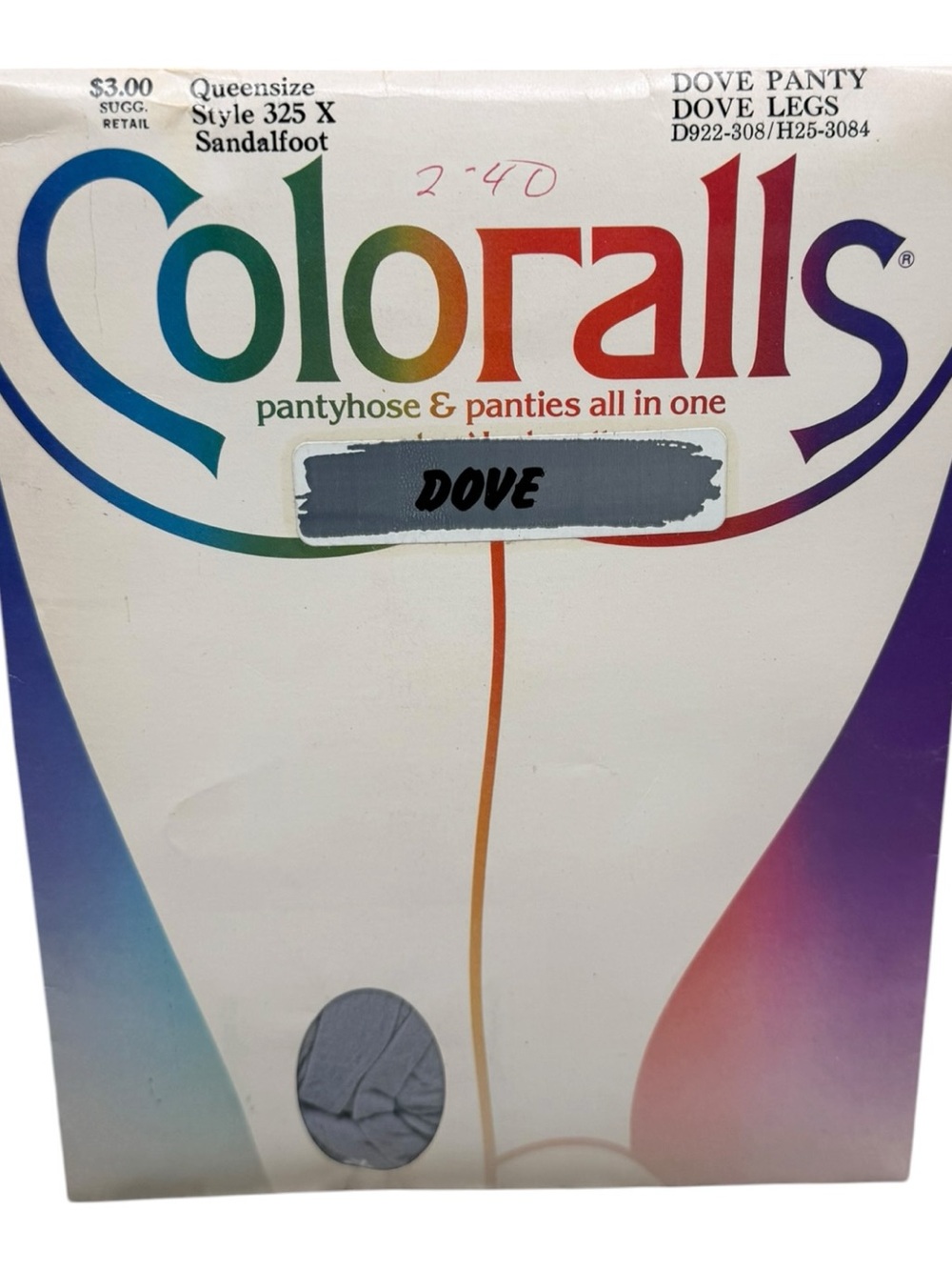 1985 Coloralls Pantyhose Dove Gray Panty Dove Gray Legs Queensize 325X